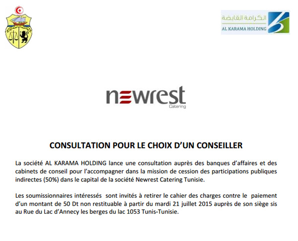 Newrest Catering: Consultation pour le choix d'un conseiller